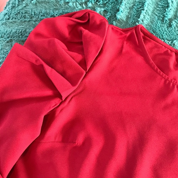 SHEIN Burgundy Puff Sleeve Blouse - Picture 5 of 8